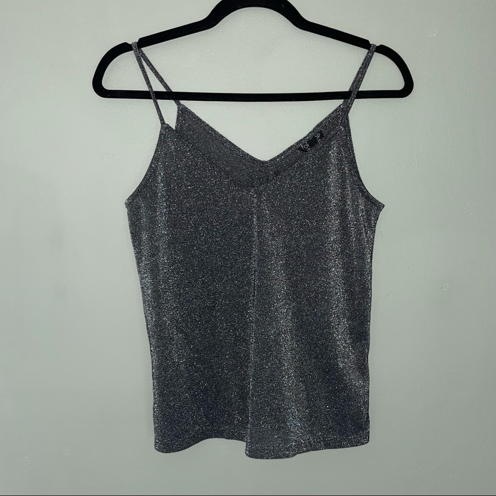 TOPSHOP black and silver sparkly flowy camisole
